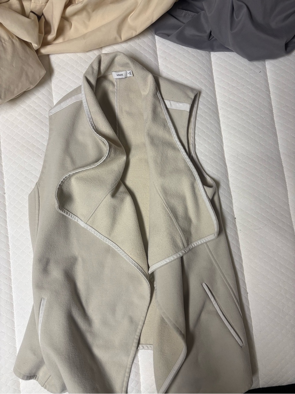 Vince Cream Open Drape Sleeveless Vest